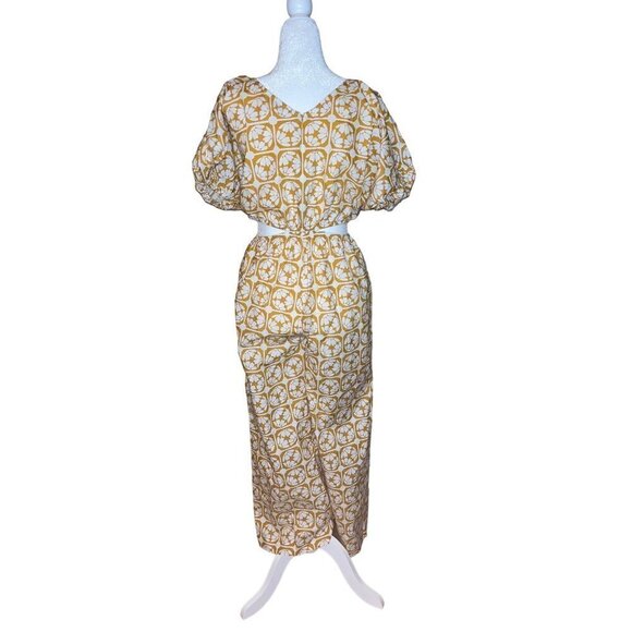 Rebecca Taylor Floral Wide Leg Poplin Jumpsuit in Lattice Fleur Honey Combo 0 - Picture 7 of 15